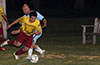 Andres Perez of FC Tuxpan, getting by Wilber Hermandez of Hampton FC