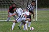 Fighting for the ball in front of the Sag Harbor goal