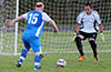Leslie Czeladko of Tortorella Pools missed the goal with a one on one with Hampton FC keeper Olger Araya