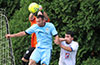 Olger Araya, Hampton FC keeper, and defender Gerber Garcia going for the ball as Andres Perez of FC Tuxpan looking on