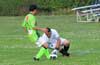 Is Danial Londono of Bateman outside or inside the goalie box when he grabs the ball. Goalie box on the left