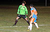Cesar Correa of The Hideaway(front) about to challenge Marciel Correa of Hampton FC