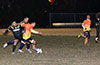 Matin Zuniga(left) and Roger Quiceno of Hampton FC trying to steal the ball away from Mario Olaya of Maidstone