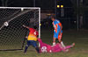 (l-r) Rafeal Morocho, Antonio Chavez and Mario Robles of FC Tuxpan watching the goal scored by Cesar Galeas(#9) of The Hideaway