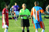 Rodolfo Marin(left) of Tortorella Pools, Alex Ramirez(center) and Cesar Galeas of The Hideaway doing the coin toss