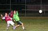 Cesar Correa(left) of Maidstone Market and Manuel Lizano of Hampton FC prepare to head the ball