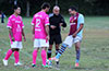 Pre match coin toss,(L-R) Jose Gutierrez, Marciel Correa, Ref Alex, and Roger Quiceno of Maidstone