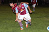 Roger Quiceno of Maidstone(front) about to protect the ball from Ismael Penafiel of Cuenca FC