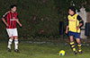 Jonathan Lizano of Bateman(right) deciding on how to get by Ismael Penfiel of Cuenca FC