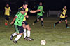 Tono Gonzalez of Hampton FC(left) pushing Diego Guazhambo of Bateman Painting from the ball