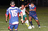 Diego Marles of Maidstone Market(right) about to dribble past Luis Rivera of FC Tuxpan