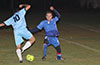 Danny Salazar of Hampton FC(left) and Rafael Santos of Bateman fighting for the ball