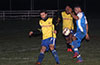 Cristian Gonzalez of Tortorella Pools(right) trapping the ball in front of Leonardo Garcia of Bateman