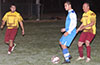 Bryan Hurtado of Tortorella Pools(center) between Andrez Perez(left) and Luis Rivera of FC Tuxpan