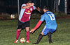 Roger Quiceno of Maidstone(left) about to get by Jonathan Lizano of Bateman