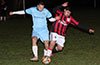Danny Salazer of Hampton FC(left) and Jose Balo of Sag Harbor fighting for the ball