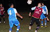 Diego Guazhambo of Tortorella(left) and Antonio Padilla of Maidstone watching the ball