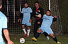 Gerber Garcia of Hampton FC trying to block the shot