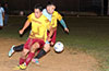 Martin Zuniga of Hampton FC(center), trying to get through Andres Perez of FC Tuxan