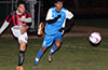 Juan Guzman of Sag Harbor(right) kicking the ball in front of Brian Rojas of Tortorella Pools