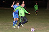 Wiber Hernandez of Hampton FC(front) protecting the ball from Marciel Correa of Bateman Painting