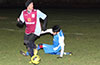 Rodolfo Marin of Tortorella sliding to steal the ball from Luis Correa of Maidstone