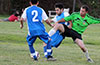 Rodolfo Marin of Tortorella(center) holding off Danny Salazar of Hampton FC