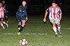 Danny Salazar of Hampton FC(left) and Jonathan Lizano of Bateman Painting racing toward the ball