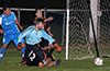 Everyone watching were the ball will go in front of the Tortorella Pools goal