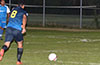 Gehider Garcia of Hampton FC taking the direct kick against Tortorella Pools that will lead to a goal