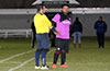 The referee talking with Rigo Gonzalez of FC Tuxpan