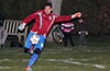 Alex Mesa, Maidstone keeper, blasting the ball up the field