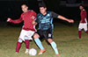 Xavi Piedramartel of Maidstone Market(left) and Juan Zuluaga of Bateman Painting, fighting for the ball