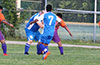 Leslie Czeladko(#15) of Tortorella Pools guarding the ball inside the FC Tuxpan goalie box