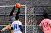 Hampton Construction goalie, Cristian Rios, making another save
