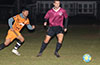 Jose Gutierrez of FC Tuxpan(left) and Mark Bako of East Hampton racing toward the ball