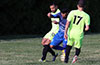 Jorge Guevara of FC Palora(center) trying to get by John Romero(left) and Meteo Barahona of Maidstone