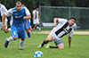 Cristian Munoz of Tortorella Pools(left) determined to get the ball first