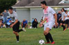 Robert Cueva of FC Palora(right) being watched by Maicul Parra of East Hampton SC