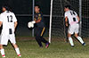 FC Tuxpan goalie, Wilson Tacuri, looking for the open man