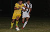 Jorge Neito of FC Tuxpan dribbling past Eriksson Perez of Sag Harbor