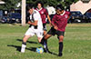 Mauricio Guzman of Sag Harbor(left) and Robert Velez of East Hampton SC fighting for the ball