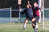 Esteban Aguilar(left) and Elmer Ramirez of East Hampton getting ready to get rid of the ball