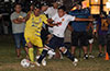 Danny Velasguez of FC Tuxpan and Adrian Rojas of Liga de Gulag fighting for the ball
