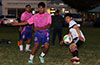 Gustavo Carreto of FC Tupan(left) and Santiago Solis of Liga de Gulag watching the ball